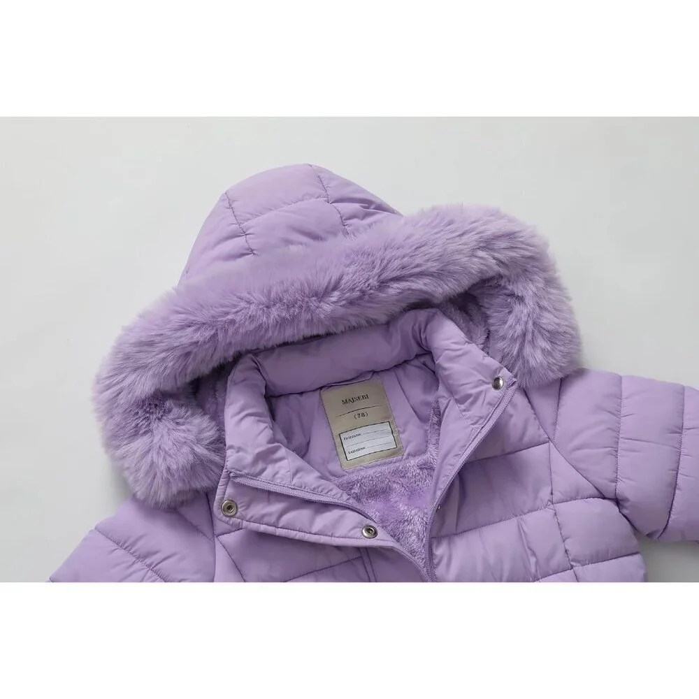 Girl's Winter Waterproof Warm Long Coat,Kids Puffer Jacket Outerwear Parka,Remov